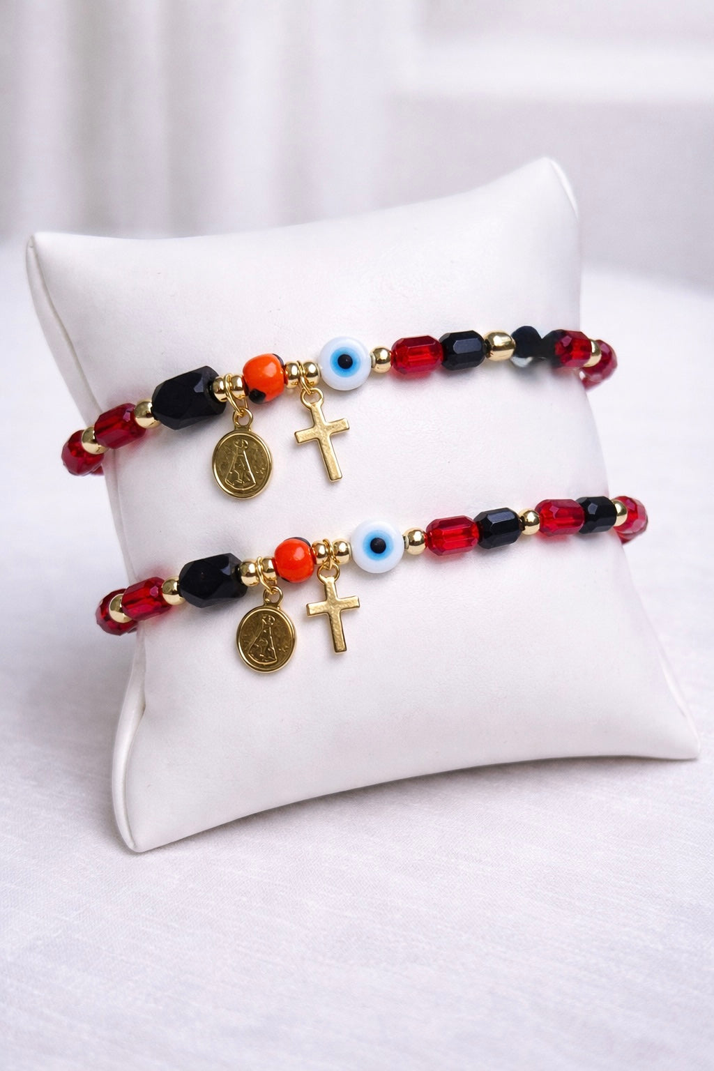 Protection Charm Evil Eye & Cross Beaded Bracelet