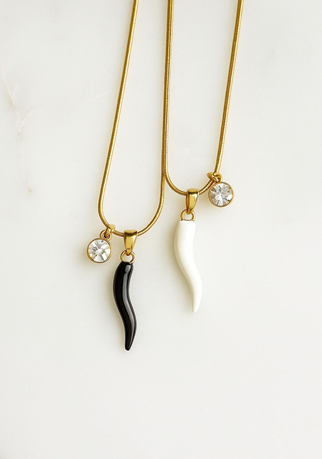 White Italian Horn Necklace